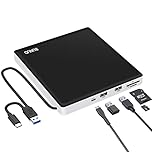 External CD DVD Drive, USB 3.0 & Type-C CD/DVD RW ROM Burner Rewriter Writer Reader with SD/TF & 2 USB, Slim Optical DVD Player for Laptop PC Windows 11/10 Computer Mac Macbook Pro Air iMac Apple