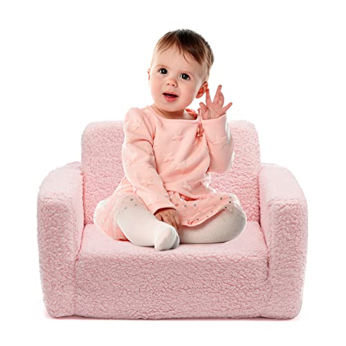 Miniatura 4 de Bejoy Sillón Infantil Sofá Cama 2 En 1, Convertible A Tumbona, Sofá Suave Para Niñas Y Niños, Día Del Niño Y Cumpleaños, Rosa