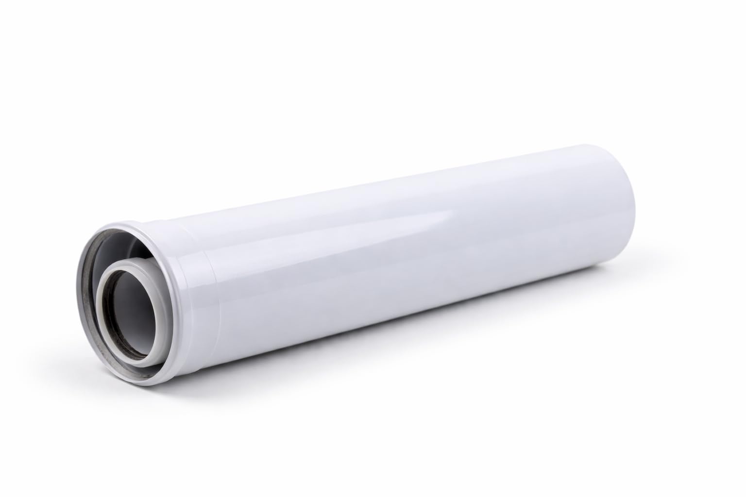 1000mm Konzentrische Luft-/Abgasrohr Ø 80/125 mm, Innen Kunststoff PP/Außenrohr aus verzinktem Stahl weiß lackiert. DN80/125 Abgas-Rohr Abgassystem Brennwert,