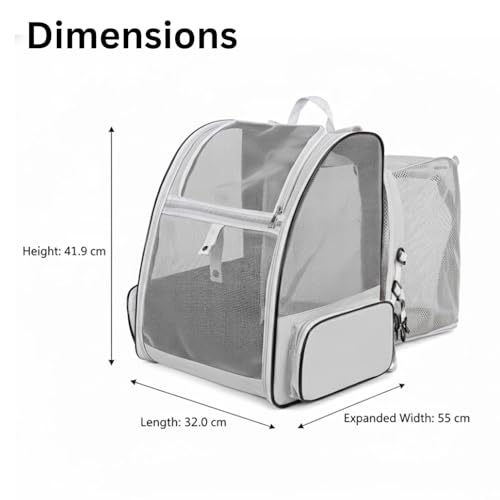 Image of Cat Backpack Carrier, Breathable Cat Carrier Pet Backpack for Kitty Small Dog Up to 15Lbs, Transparent & Foldable Pet Carrier for Travel Hiking (Expendable Grey)