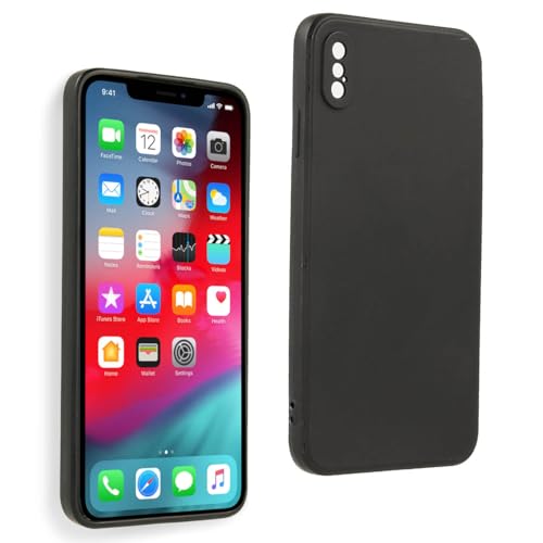 REY Funda Carcasa para iPhone XS MAX 6.5', Anti-Deslizante Negra, Elegante y Ligera, TPU Flexible Premium