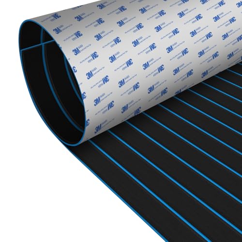 HZshark EVA Boat Decking Foam Sheet with 3M Self-Adhesive Backing, Non-Slip Cuttable Marine Flooring for Boats SUP Paddle Board Jet Ski Surfboard Deck, DIY Boat Floor Traction Pad 94"x35"