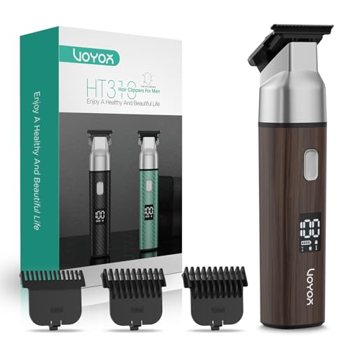 VOYOR Afeitadora Corporal Masculina, Impermeable Depilador corporal para Barba, Axilas, Pecho, Piernas y Genitales,Recarga USB,Recortadora de vello corporal para hombres,3 Peines HT310 (Marrón)