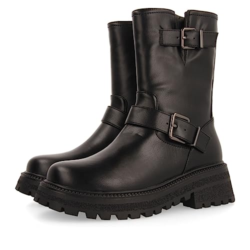 Bottes noires style motard robustes à boucles Gioseppo Rauris confortables