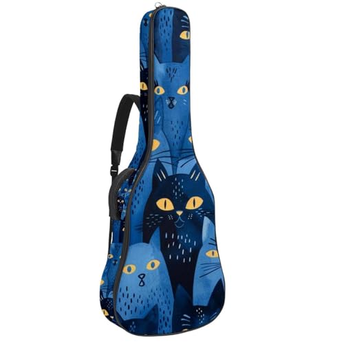 Étui guitare acoustique 109 cm imperméable bleu à poches de rangement