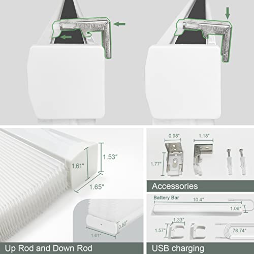 Yoolax Motorized Cellular Shade Work With Alexa, 60% Blackout Smart Honeycomb Blinds Customized Size, Cordless Double Cell Light Filtering Automatic Blinds For Windows (Half Shading Pure White) #TOP5