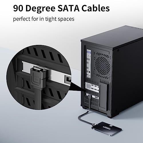 Bolaazul Sata Cable Iii Right Angle & Straight, 2-Pack Sata Data Cables 90 Degree + Sata 3 Cable Straight To Straight, 6Gbps Tangle-Free Sata Cable 7Pin Black With Locking Latch For Hard Drive Ssd #TOP1
