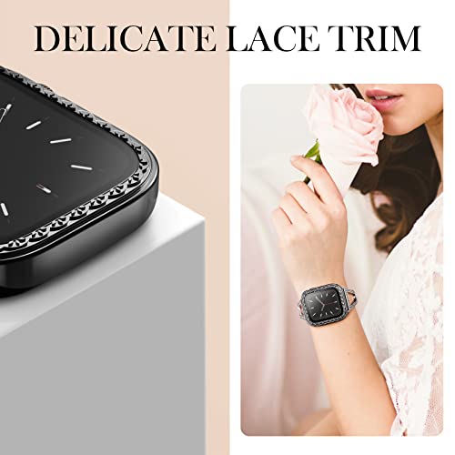 Recoppa Compatible for Apple Watch Series 7 Screen Protector 45mm with Slim Tempered Glass,Hard PC Elegant Cases Protective Cover for iWatch 7 45mm Black*Black 2Pack - Image 3
