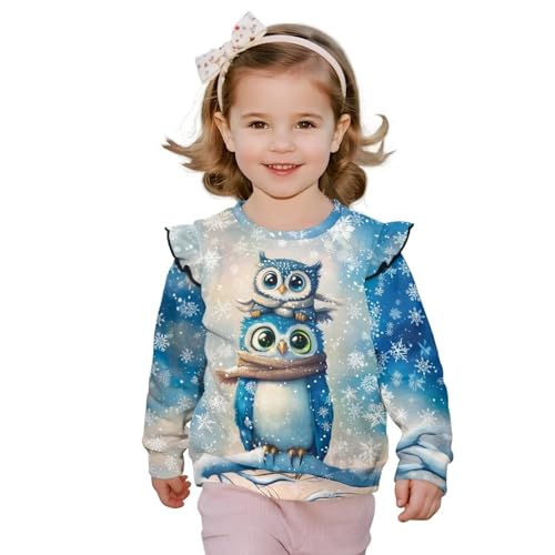 Toddler Sweatshirts Thick Warmth Toddler Long Sleeve Shirt Girl Ruffle Sleeves Toddlers Crew Neck Sweatshirt