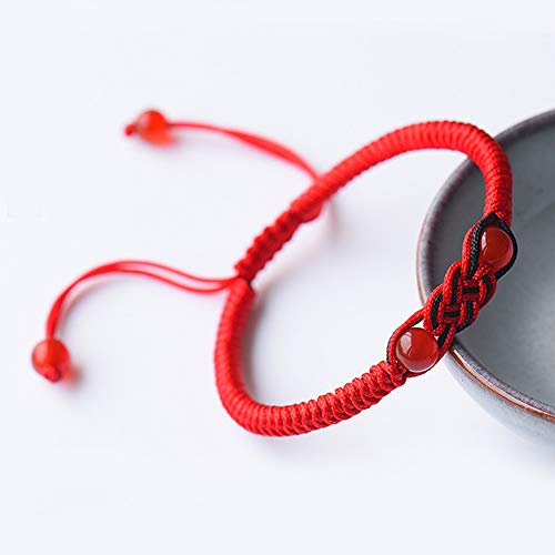 Men Women Hand-Woven Chinese Knot Black and Red Rope Couple Bracelets Natural Agate Stone Beads Braided Lucky Feng Shui Bracelet Love Jewelry3