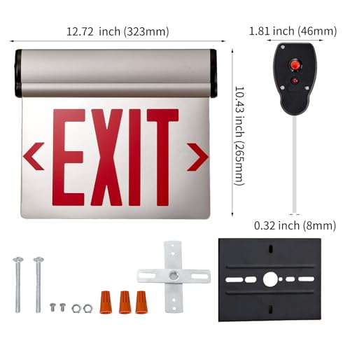CM MZY Edge-Lit Exit Sign, Double Sides Red Exit Signs for Business, Aluminum Housing with Clear Acrylic Mirror Panel, Hardwired Emergency Exit Lights with Battery Backup, UL 924, 120V-347V AC by CM MZY - Image 2