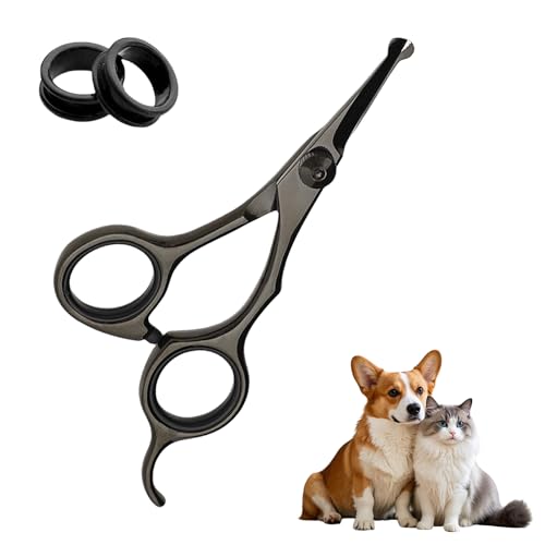 Erioscar hondenschaar voor verzorging van gezicht en poten, oren en ogen, lengte 5,3 inch, veiligheidsschaar met ronde punt voor katten, titanium gecoate roestvrijstalen vacht