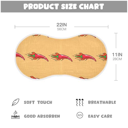 Muslin Burp Cloth for Baby 2PCS Hot Chili Peppers Super Absorbent Burping Cloths, Bibs for Newborn Boys Girls4