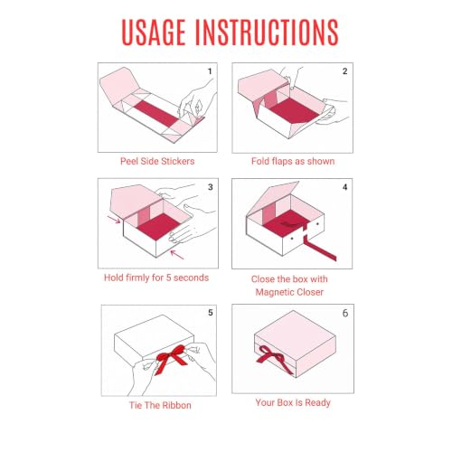 Image of Kura by Ekhasa Foldable Large Multipurpose Gift Hamper Box (21.5 x 21 x 9.5 cm) with Magnetic Closure & Ribbon | Pink Rigid Cardboard Empty Reusable Packing Box | Birthday, Wedding & Festive Gifting