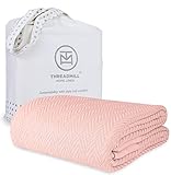 Threadmill Luxury Cotton Blankets for King Size Bed | All-Season Cozy 100% Cotton King Size Blanket | Herringbone Soft Fall Thermal Blanket fits Cal King Size Bed | English Rose