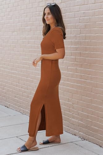 Image of Arach&Cloz Women's Wool Blend Lightweight Spring Casual T Shirts Maxi Dress 2026