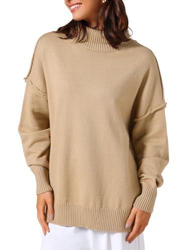 Allegra K Women Oversized Sweaters Mock Neck Long Sleeve Casual Loose Pullover Sweater Tops 2025 Fall Outfits