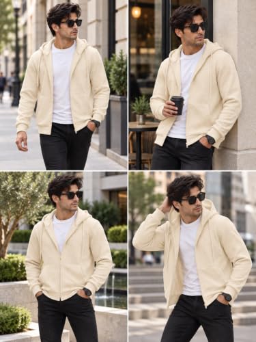 Image of Leriya Fashion Winter Jacket for Men | Cotton Warm Hooded Hoodie with Drawstring | Oversize Hoodie for Men with Zipper Closure | Textured Knit Long Sleeve Sweatshirt Kangaroo Pocket