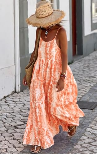 Image of PRETTYGARDEN Women Summer Dresses 2026 Spaghetti Strap Scoop Neck Floral Maxi Dress Flowy Boho Long Sundress with Pockets