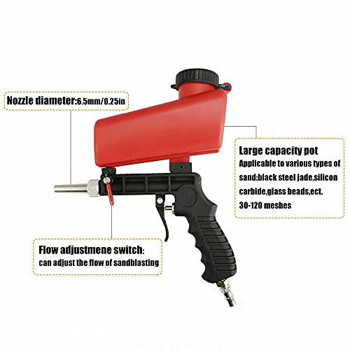 1/4” Air Sandblasting Gun Portable Handheld Sandblaster 90Psi Gravity Sandblasting Gun Pneumatic Sandblaster Spray Gun Blasting Machine #TOP3