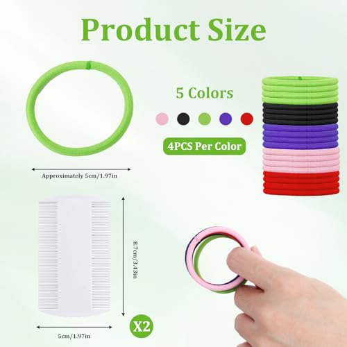 Swiftctrl 20 Stück Anti Laus Haargummi Mit 2pcs Extra feiner Zahnkamm gegen Kopfläuse Buntes Elastisches, Hilfe dem Schutz von Läusen Vorzubeugen