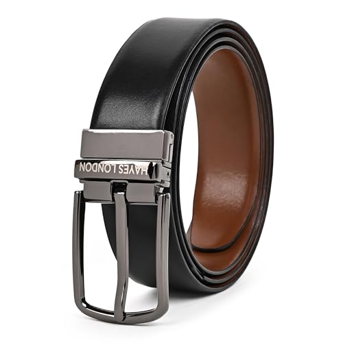 Italian Leather Reversible Belt for Men, Original Top Grain Formal and Casual Belt, Lifetime Leather Warranty