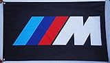 y.e.t Black BMW M Flag BMW M car Banner Durable Polyester Banner BWM IIIM car Flags 3×5 ft
