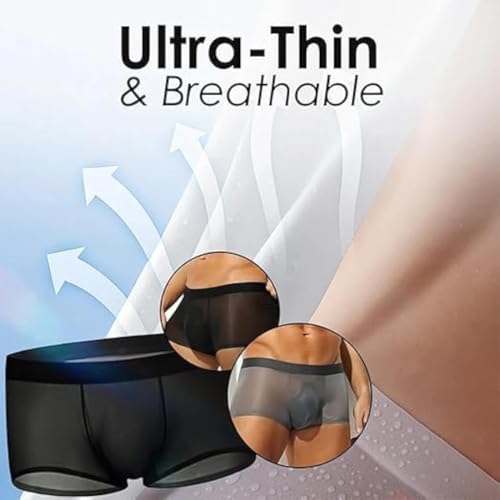 Niksy Underwear, Niksy Men's Ultra-Thin Ice Silk Transparent Boxer Briefs, Cooling Soft Breathable See-Through Sexy Underwear3
