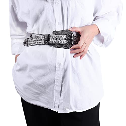 Rhinestones Belt for Men Women,Skulls Western Leather Belts Shining Cowgirl Cowboy Studded Belts for Jeans Pants3