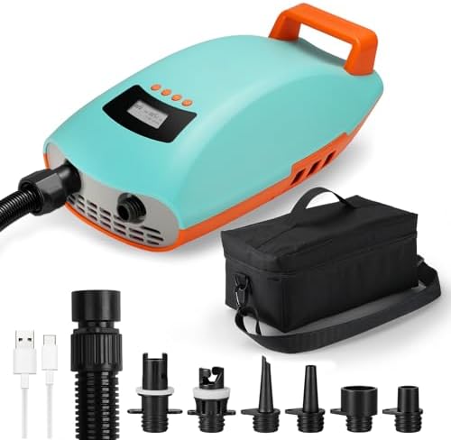 Swonder Seawolf SUP-Pumpe mit 9000mAh Akku, 2X Schnellere 20 PSI Elektrische Luftpumpe mit Doppelkolben, Zweistufen, Aktivem Kühlsystem für aufblasbares Paddleboard, Kajak