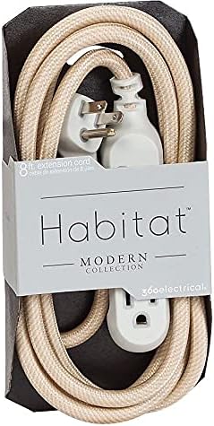 360 Electrical 360427 Habitat Modern Braided Extension Cord, 8 ft. - Gold