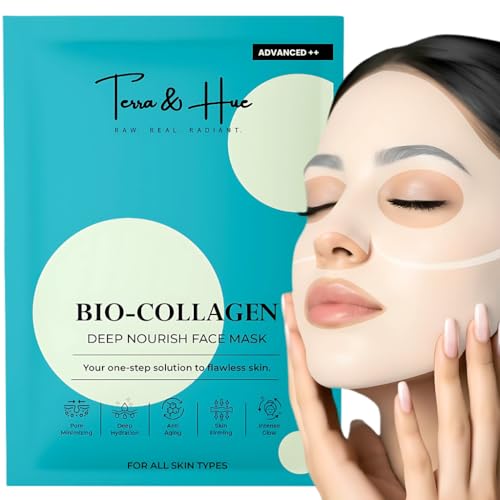 Image of Terra & Hue Korean Glass Skin Overnight Collagen Face Mask for Young, Glowing Skin, 2X Natural Bio Collagen, 4X Hydration, Collagen Mask Overnight for Pigmentation, Pore Minimizing, Pack of 1