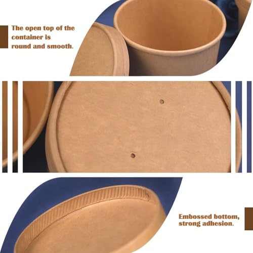 Image of 50 Pack 12 Oz Disposable Soup Bowls with Lids, Paper Soup Containers | Microwave Safe Soup Cups, Paper Ice Cream Cups for Ice Cream Dessert, Yogurt, To Go Soup Containers for Hot Soup