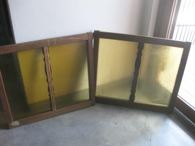 Amazon.co.jp: 【昭和レトロ百貨店】②アンバー色ガラス建具腰窓2枚