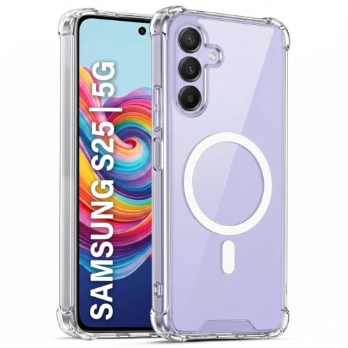 Image of TRUEUPGRADE Back Cover for Samsung Galaxy S25 5G Non Mag-Safe Transparent PC + TPU Bumper Case with Magnetic Print Shockproof Protection (Transparent Mag-Safe)