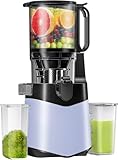 Canoly Entsafter, 400W Slow Juicer, Saftpresse mit 140mm Großer Fütterungsrutsche für Ganze Gemüse und Obst, 2L Füllvolumen, Kaltpresse Hohe Saftausbeute, Leicht zu reinigen, BPA-Frei, hellviolett