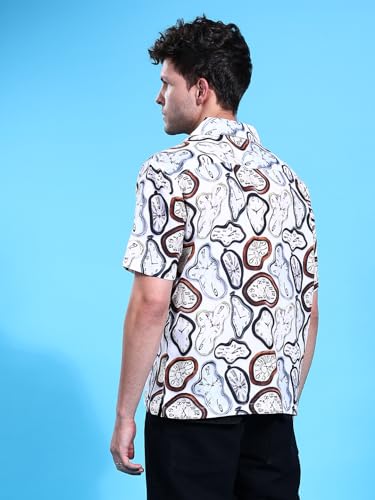 Image of The Indian Garage Co Men Cotton Oversized Vintage Half Sleeves Cuban Collar Street Wear Shirt