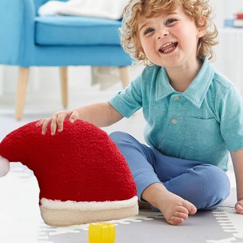 Coussins de Noël en peluche douce en forme de bonnet rouge - 4