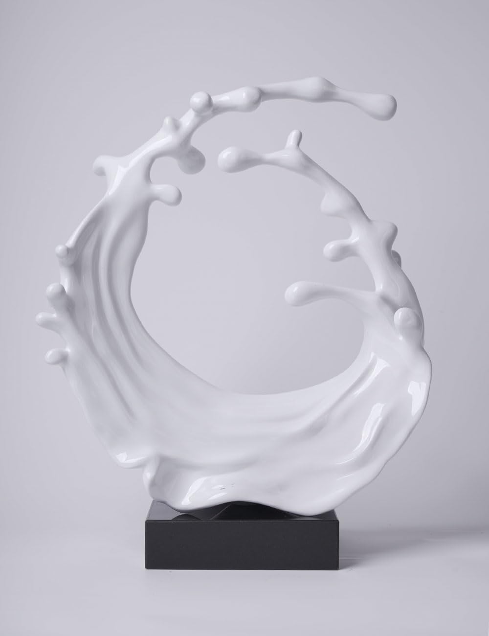 Abstrakte Meereswelle Skulptur Deko Moderne Kunst Figur Wohn Arts Geschenk für Wohnzimmer Schlafzimmer Esszimmer Resin Weiß 42cm