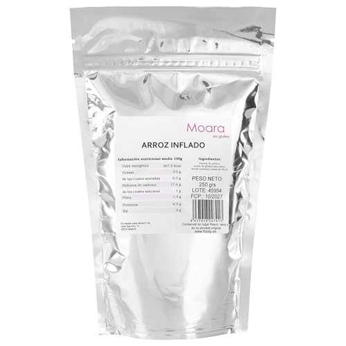 Arroz Hinchado Inflado Crujiente Moara 250g | Cereal de Harina de Arroz Extrusionado | Vegano, Sin Azúcar, Ligero y Nutritivo | Ideal para Desayunos y Snacks