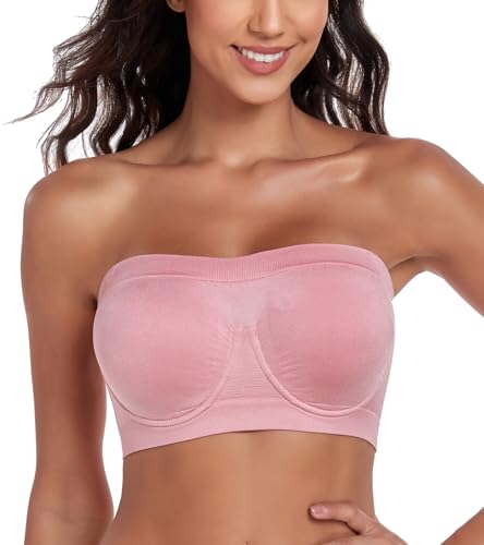Image of Women's Underwire Strapless Multiway Bra Bandeau Seamless Supportive Bras Non Padded Top