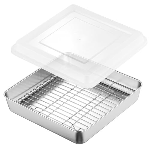 Plat de cuisson 8x8 en acier inoxydable de qualité supérieure avec couvercle