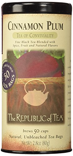 The Republic Of Tea Cinnamon Plum Black Tea, 50 Tea Bags, Spiced Black Tea, Gourmet Tea Blend