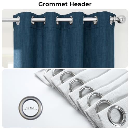 Image of HPD Half Price Drapes Grommet Linen Curtains 84 Inches Long Room Darkening Curtains for Bedroom & Living Room (1 Panel), 50W x 84L, Indigo