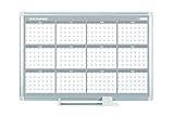 MasterVision Planning Board Magnetic Dry Erase 12 Month Calendar Board with Aluminum Frame, 36