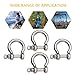 Ipetboom 4pcs 304 Stainless Steel D-Shaped Bow Shackles M6 Metal Shackle Locks for Lifting and Rigging Industrial Use