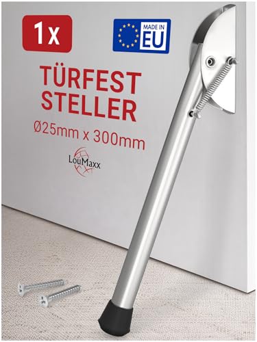 LouMaxx Türfeststeller 25x300mm - Türen sicher offenhalten ohne zufallen - Verzinkter Stahl mit Gummifuß Torstopper | Ideal für Innen und geschützten Außenbereich