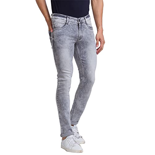 Image of Parx Men's Cotton Blend Jacquard Pattern Slim Tapered Fit Flat Front Jeans
