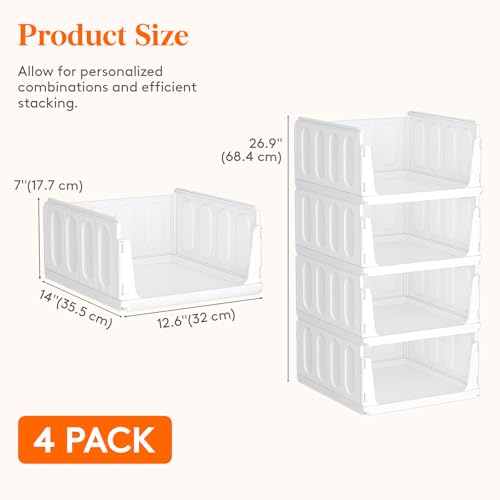 Image of Lifewit 4 Pack Stacking Closet Organizers Shelf for Clothes 14 inch Depth