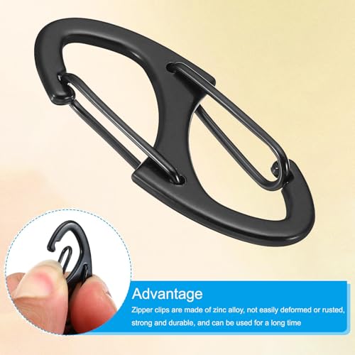 9Pcs Zipper Clip Theft Deterrent, Double Opening Lock Zipper Pull Replacement Clips, Small Carabiner Clips for Bag Luggage Pickpocket Backpack Purse Traveling Camping Suitcase3